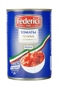 Томаты Федеричи резаные в собственном соку  ж/б 425г