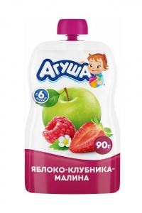 ДП Пюре Агуша Яблоко/Клубника/Малина 90г