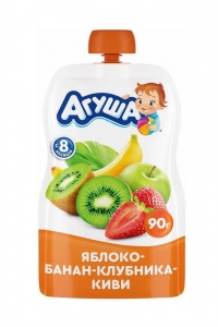 ДП Пюре Агуша Яблоко/Банан/Клубника/Киви 90г