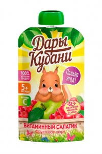 ДП Пюре Дары Кубани Витаминный салатик яблоко шиповник клюква 90г