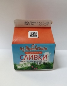Сливки из Любовского питьевые 15% т/п 240г