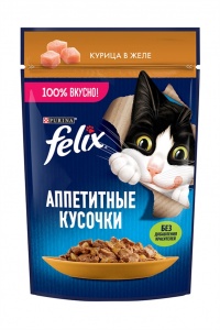 Корм Феликс для кошек аппетитные кусочки курица 75г