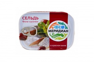 Сельдь Меридиан филе-кусочки в красном вине 115г