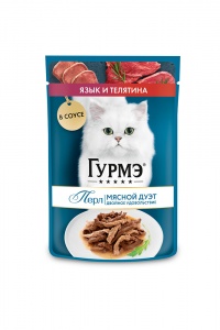 Корм Гурмэ для кошек язык с телятиной 75г