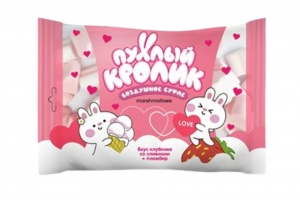 Зефир маршмеллоу Пухлый кролик вкус Пломбир Клубника со сливками 130г