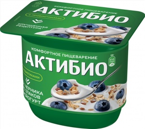 Биойогурт Актибио черника/5 злаков/семена льна 130г