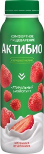 Биойогурт питьевой Актибио клубника/земляника 260г