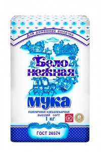 Мука Бело-Нежная пшеничная хлебопекарная высший сорт 1кг