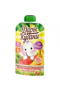 ДП Пюре Дары Кубани яблоко банан клубника 90г