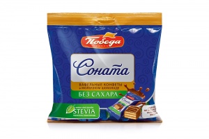 Конфеты Победа Соната вафельные в молочном шоколаде без сахара  150г