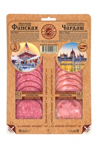 Колбаса Мясная история Салями Финская варено-копченая/Чардаш полукопченая 100г микс