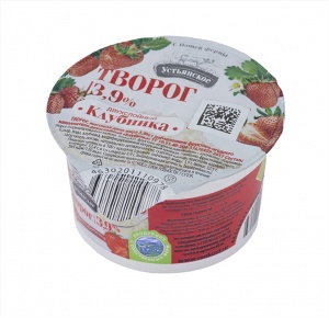 Творог УМК двуслойный клубника 5% 180г