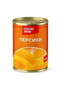 Персики Красная линия половинки очищенные в сиропе 410г железная банка