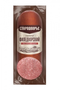 Колбаса Стародворье Сервелат Филедворский варено-копченая вакуумная упаковка 350г