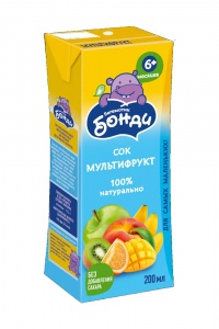 Детскте питание Сок Бонди мультифрукт 0,2л
