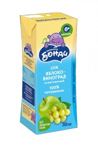 Детское питание  Сок Бонди яблоко виноград 0,2л