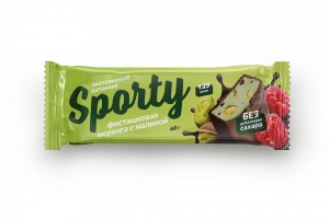 Батончик Спорти Фисташковая меренга с малиной протеиновый глазированный40г