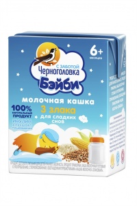 Детское питание Кашка Черноголовка Бэйби молочная 3 злака 2,1% 200мл