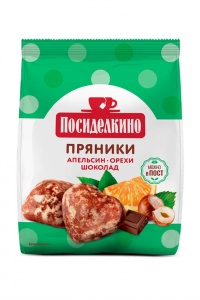 Пряники Посиделкино с шоколадом фундук,арахис.и апельсиновые цукаты 250г