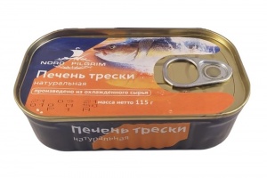 Печень трески Норд Пилигрим натуральная охлажденная  железная банка 115г