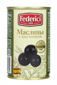 Маслины Федеричи с косточкой железная банка 300г