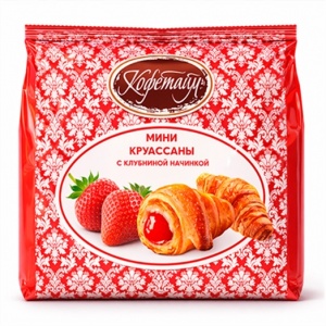 Круассаны Кофетайм мини с клубничной начинкой изделие слоеное 180г