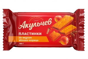 Изделия хлебобулочные Акульчев Пластинки слоёные вкус яблока и корицы 180г