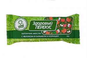 Батончик-мюсли Здоровый Перекус с ябл в карам и корицей 55г