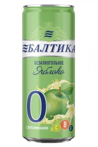 Пивной напиток Балтика №0 яблоко безалкогольный ж/б 0,33л