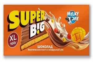Шоколад Милки Дэй Супер Биг молоч с манго и воздушным рисом 160г