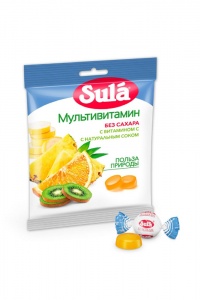 Леденцы Зула без сахара мультивитамин 60г