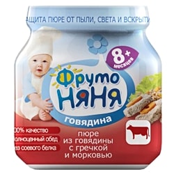 Пюре ФрутоНяня говядина гречка и морковь 100г