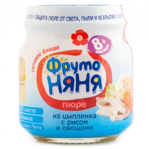 Пюре ФрутоНяня цыпленок с рисом и овощами 100г