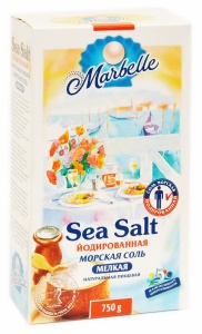 Соль морская Марбелле мелкая йодированная 750г